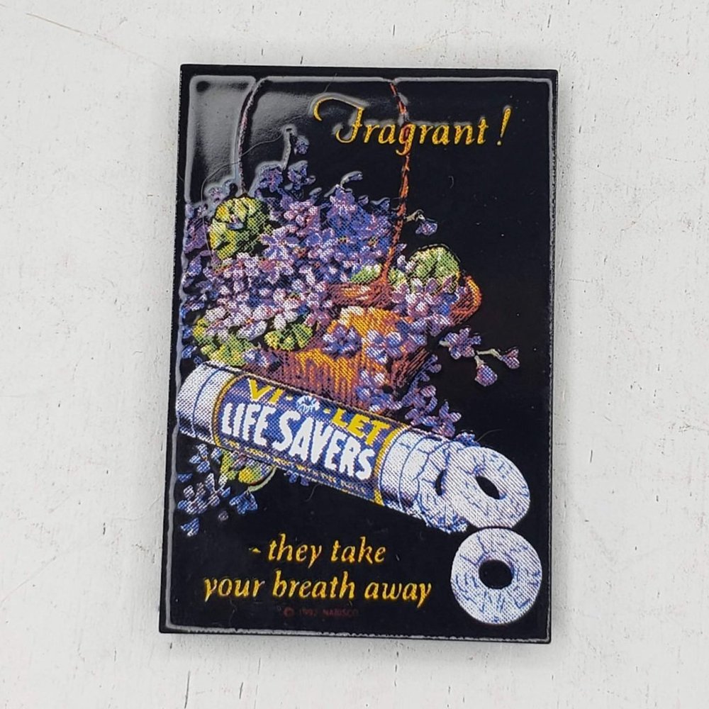 Violet Life Savers Magnet Kitchen Fridge Vintage Fragrant Take Your Breath Away